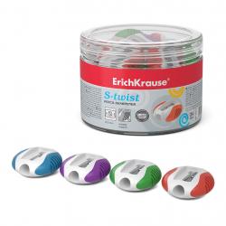 Erichkrause S-Twist - Sacapuntas de Plastico con Bordes de Goma Antideslizantes - Orificio de 8mm - Cuchilla en Forma de Espiral