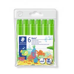 Staedtler Noris Watercolour 340 Pack de 6 Rotuladores de Gran Tamaño - Trazo 3mm Aprox - Lavable Facilmente - Tinta Base de Agua