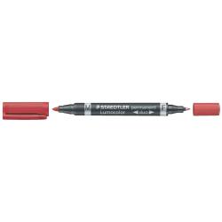 Staedtler Lumocolor 348 Rotulador Permanente de Doble Punta - Secado Rapido - Color Rojo