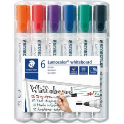 Staedtler Lumocolor 351 Pack de 6 Marcadores para Pizarra Blanca - Secado Rapido - Colores Surtidos