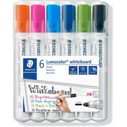 Staedtler Lumocolor 351 Pack de 6 Marcadores para Pizarra Blanca - Secado Rapido - Colores Surtidos