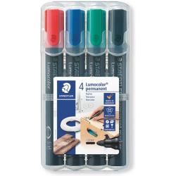 Staedtler Lumocolor 352 Pack de 4 Marcadores Permanentes - Secado Rapido - Colores Surtidos