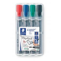 Staedtler Lumocolor Flipchart 356 Pack de 4 Marcadores Permanentes - Tinta Base de Agua - Colores Surtidos