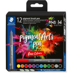 Staedtler 371 Pack de 12 Rotuladores Punta de Pincel Suave - Colores Vivos y Brillantes - No Amarillea con el Paso del Tiempo - 