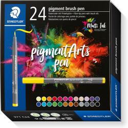 Staedtler 371 Pack de 24 Rotuladores Punta de Pincel Suave - Colores Vivos y Brillantes - No Amarillea con el Paso del Tiempo - 