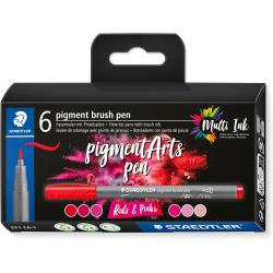 Staedtler 371 Pack de 6 Rotuladores Punta de Pincel Suave - Colores Vivos y Brillantes - No Amarillea con el Paso del Tiempo - N