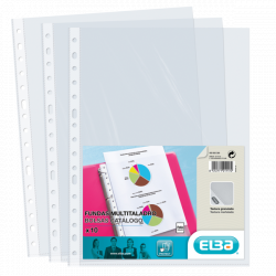 Elba Pack de 10 Fundas Multitaladro Standard Folio - Material de PP de 90? - Color Piel Naranja Transparente