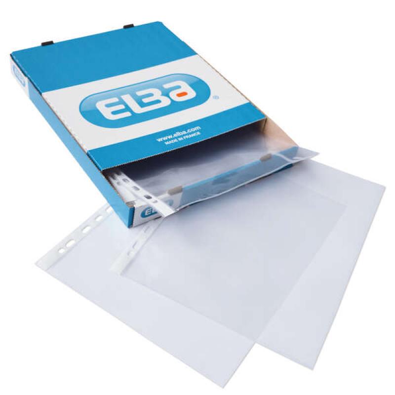 Elba Pack de 100 Fundas Multitaladro Standard A4 - Material PP de 70? - Transparentes y Resistentes