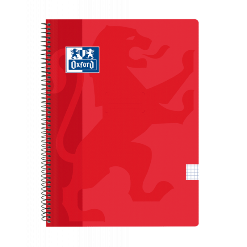 Oxford School Classic Cuaderno Espiral Tapa de Plastico Folio 4x4 - 80 Hojas - Tapa de Plastico - Color Rojo