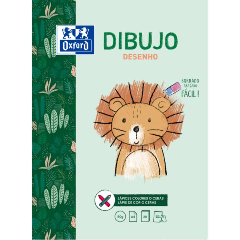 Oxford Dibujo Infantil/Ocio - Bloc Encolado A4 - Tapa Blanda/Contratapa Rigida - 20 Hojas 90gr