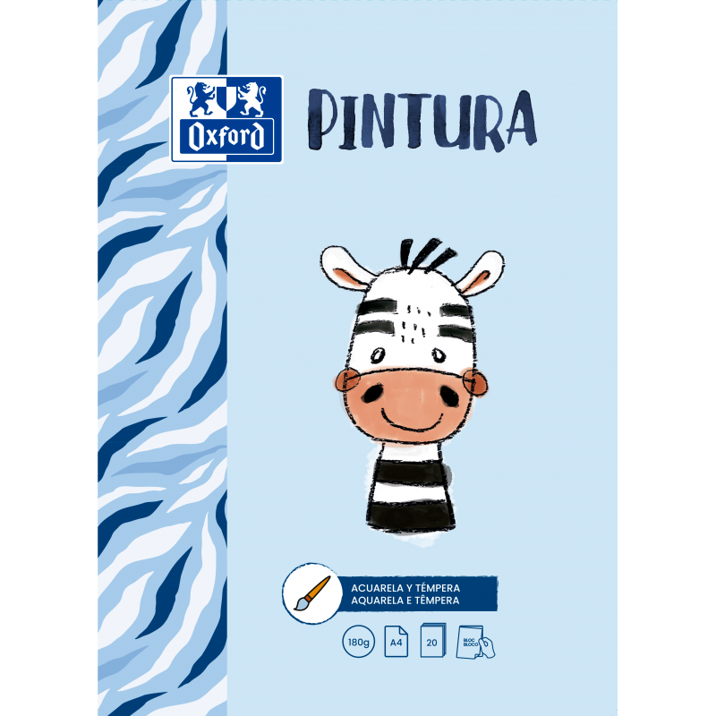 Oxford Pintura Infantil/Ocio Bloc Encolado Pintura A4 - Tapa Blanda/Contratapa Rigida - 20 Hojas 180gr