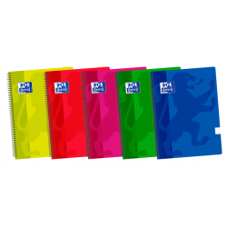 Oxford School Classic Fº Cuaderno Espiral - Tapa de Plastico - Pauta 3.5 con Margen - 80 Hojas - Colores Surtidos