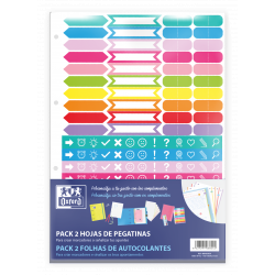 Oxford Pack de 2 Hojas de Stickers - Diseño Variado - Adhesivo de Alta Calidad - Ideal para Decorar Cuadernos