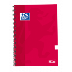 Oxford School Classic Cuaderno Espiral Tapa Extradura Write&Erase - Folio 4x4 con Margen - 80 Hojas - Color Rojo