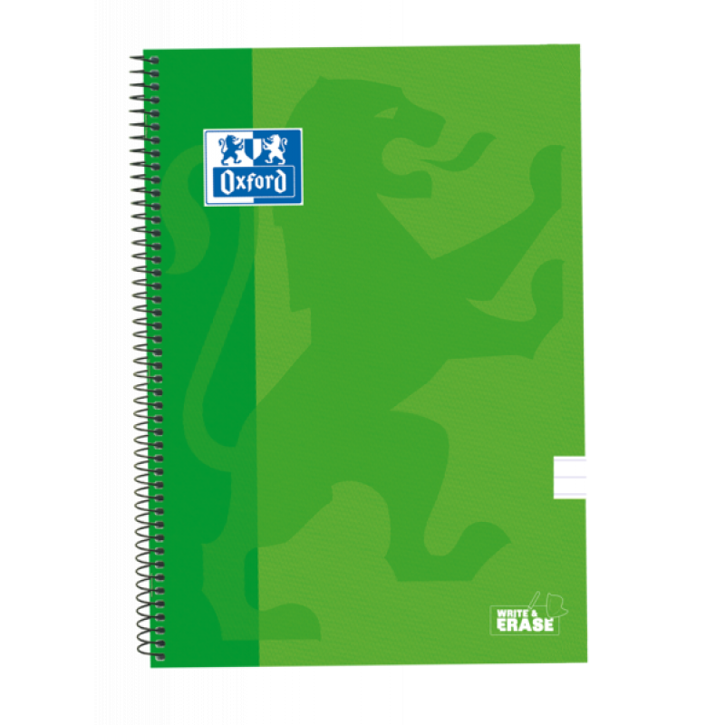 Oxford School Classic Cuaderno Espiral Tapa Extradura Write&Erase - Folio 1 Linea con Margen - 80 Hojas - Color Verde