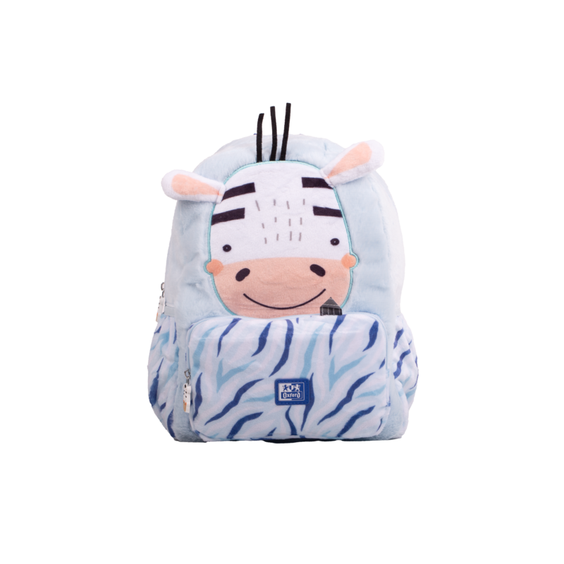 Oxford Kids Mochila Infantil 8.5L Tacto Suave Peluche Surtido Zoe Cebra - Diseño Divertido de Cebra - Tacto Suave de Peluche - C