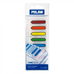 Milan Bloc de 120 Marcadores de Pagina - Plastico - Incluye Regla - Colores Transparentes Surtidos - Medidas 13mm x 5,9mm - Colo