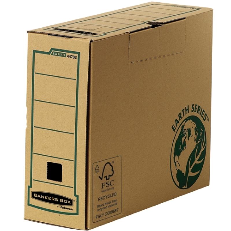 Fellowes Bankers Box Earth Caja de Archivo Definitivo A4 100mm - Montaje Manual - Carton Reciclado Certificacion FSC - Color Mar