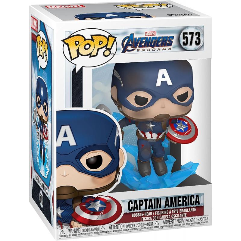 Funko Pop Marvel Avengers Endgame Capitan America con Escudo Roto y Mjolnir - Figura de Vinilo - Altura 9cm aprox.