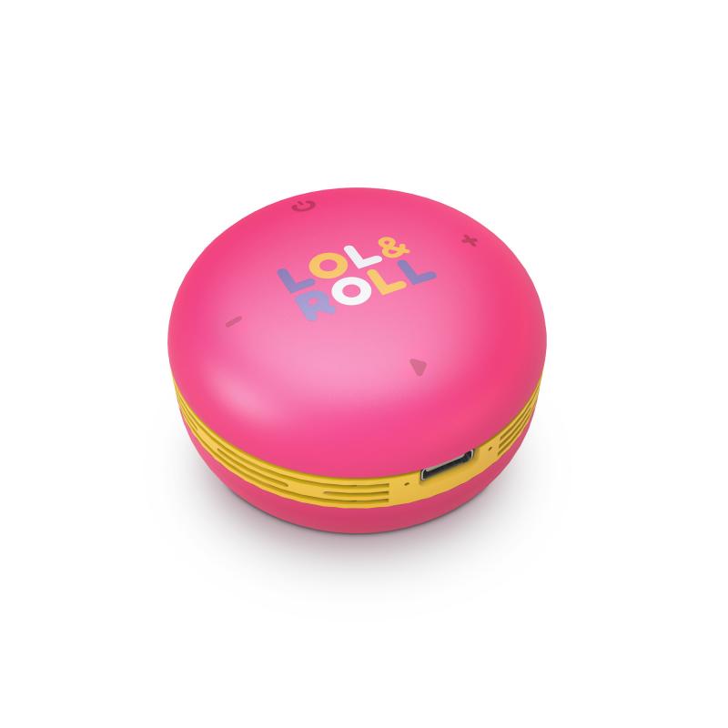 Energy Sistem Lol&Roll Pop Kids Altavoz Bluetooth - Compartir Musica - Cordon Desmontable - Personaje para Colorear  - Color Ros