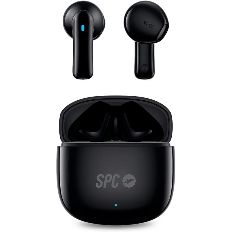 SPC Auriculares True Wireless Zion 2 Play - Autonomia 28 Horas - Base de Carga USB-C - Control por Toques - Compatible con Asist