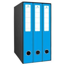 Mariola Box Modulo de 3 Archivadores con Rado 2 Anillas 40mm - Tamaño 35x26x17cm - Carton Forrado - Color Azul
