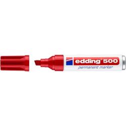 Edding 500 Rotulador Permanente - Punta Biselada - Trazo entre 2  y 7 mm. - Recargable - Secado Instantaneo - Color Rojo