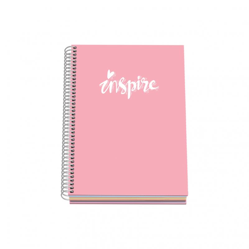 Dohe Serie Pastel Cuaderno con Espiral - Tamaño A5 de 100 Hojas 90gr - Hojas Microperforadas con 2 Taladros - Cuadricula 5mm - C