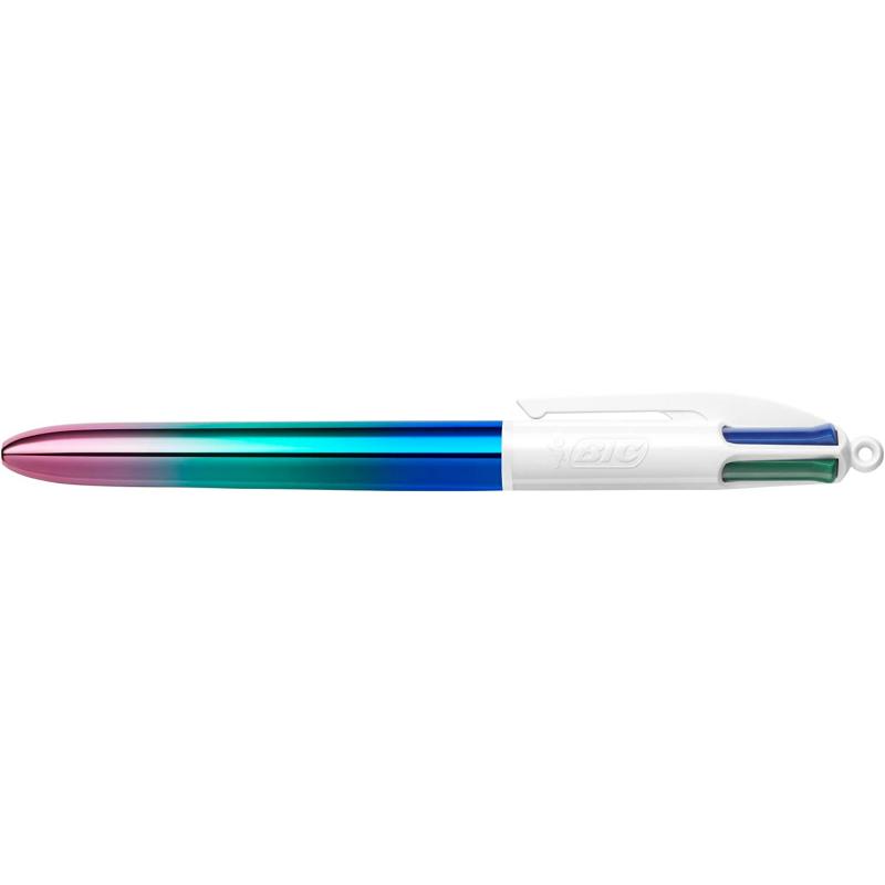 Bic 4 Colours Gradient Boligrafo de Bola Retractil - Punta Media de 1.0mm - Tinta con Base de Aceite - Cuerpo Blanco/Degradado T