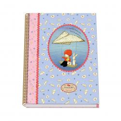 Dohe Santoro Poppi Loves Messenger Cuaderno Espiral Tapa Dura - Tamaño A4 de 100 Hojas 90gr - Hojas Microperforadas con 4 Taladr