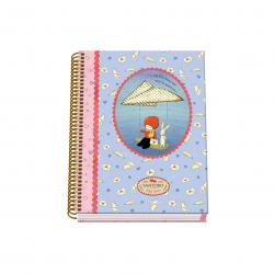 Dohe Santoro Poppi Loves Messenger Cuaderno Espiral Tapa Dura - Tamaño A5 de 100 Hojas 90gr - Hojas Microperforadas con 2 Taladr