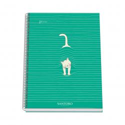 Dohe Santoro Felines Cuaderno Espiral Tapa Dura - Tamaño A4 de 100 Hojas 90gr - Hojas Microperforadas con 4 Taladros - Cuadricul