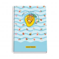 Dohe Kakao Friends Summer Holiday Cuaderno Espiral Tapa Rigida - Tamaño Folio de 80 Hojas 90gr - Hojas con Cuadricula 4mm