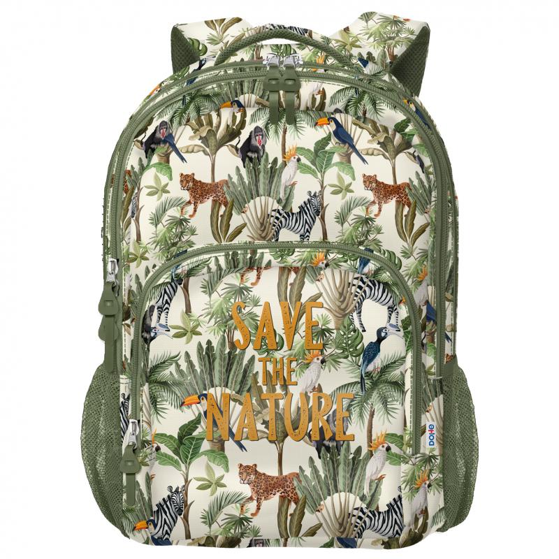 Dohe WWF Save the Nature Mochila Escolar Grande - 3 Compartimentos - Bolsillos Laterales - Tirantes Acolchados y Ajustables - Ad