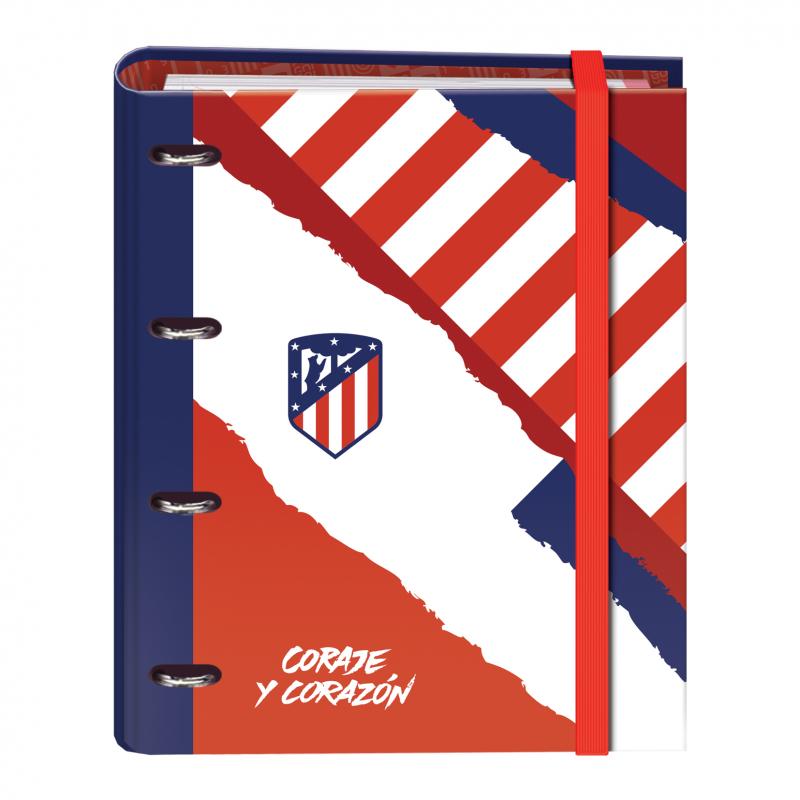 Dohe Atletico de Madrid Coraje y Corazon Carpeta de 4 Anillas Formato A4 con Recambio de 100 Hojas - 4 Separadores de Colores - 