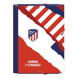 Dohe Atletico de Madrid Coraje y Corazon Carpeta de Carton Forrado Plastificado - 3 Solapas - Tamaño Folio - Guardas Impresas - 