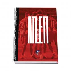 Dohe Atletico de Madrid Atleti Cuaderno Espiral con Cubierta en Carton Forrado - Tamaño A4 de 100 Hojas 90gr - Hojas Microperfor