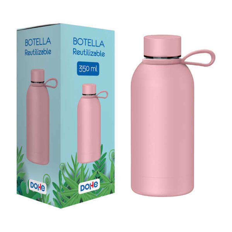 Dohe Botella Reutilizable 350ml - Acero Inoxidable de Doble Pared - Libre de BPA - Tapon Hermetico Antigoteo de Acero Inoxidable