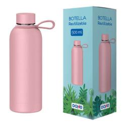 Dohe Botella Reutilizable 500ml - Acero Inoxidable de Doble Pared - Libre de BPA - Tapon Hermetico Antigoteo de Acero Inoxidable