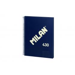 Milan Cuaderno Espiral Formato A4 Pautado 7mm - 80 Hojas de 95 gr/m2 - Microperforado, 4 Taladros - Color Azul Oscuro