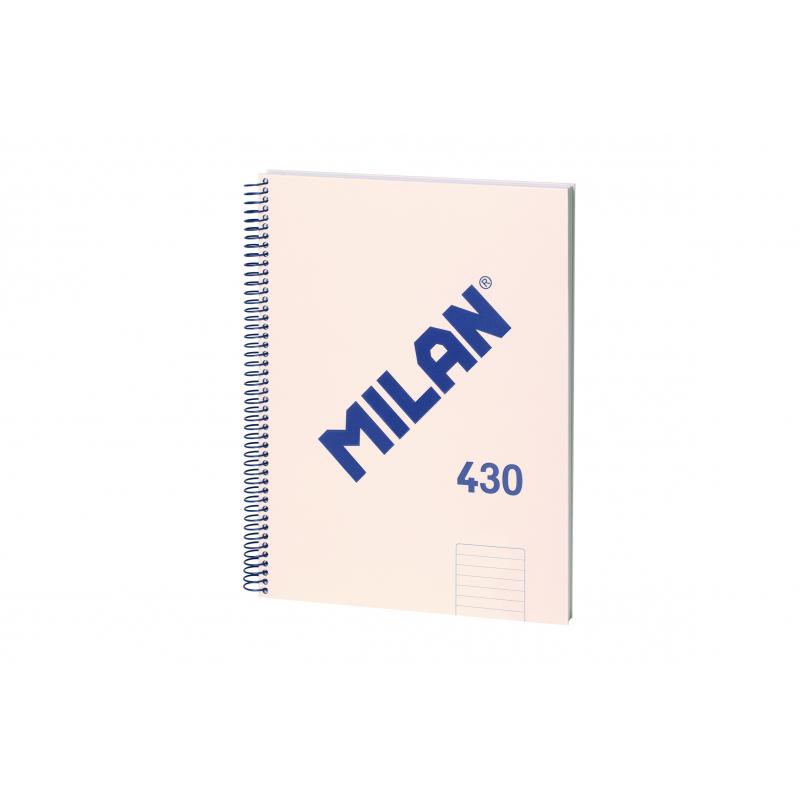 Milan Cuaderno Espiral Formato A4 Pautado 7mm - 80 Hojas de 95 gr/m2 - Microperforado, 4 Taladros - Color Beige