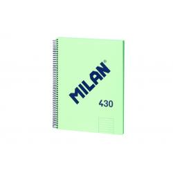 Milan Cuaderno Espiral Formato A4 Pautado 7mm - 80 Hojas de 95 gr/m2 - Microperforado, 4 Taladros - Color Verde