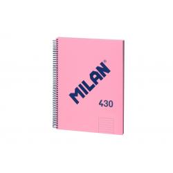 Milan Cuaderno Espiral Formato A4 Pautado 7mm - 80 Hojas de 95 gr/m2 - Microperforado, 4 Taladros - Color Rosa