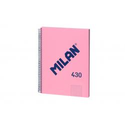 Milan Cuaderno Espiral Formato A4 Cuadricula 5x5mm - 80 Hojas de 95 gr/m2 - Microperforado, 4 Taladros - Color Rosa