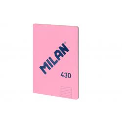Milan Libreta Encolada Formato A4 Pautado 7mm - 48 Hojas de 95 gr/m2 - Microperforado - Tapa Blanda - Color Rosa