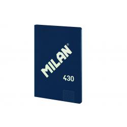 Milan Libreta Encolada Formato A4 Cuadricula 5x5mm - 48 Hojas de 95 gr/m2 - Microperforado - Tapa Blanda - Color Azul Oscuro