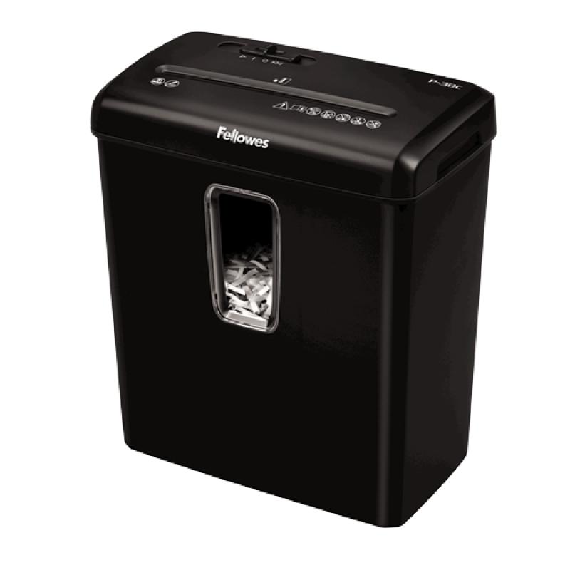 Fellowes P-30C Destructora de Papel Manual Corte en Particulas - Destruye hasta 6 Hojas - 15L - Color Negro