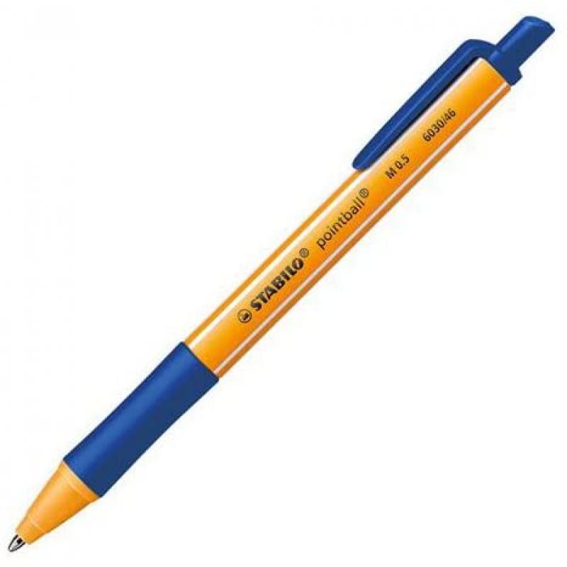 Stabilo Pointball Boligrafo Retractil - Punta de 1mm - Tinta con Base de Aceite - Recargable - 79% Plastico Reciclado - Grip Ant