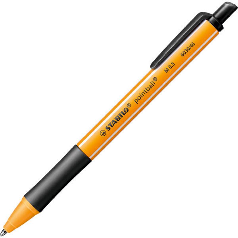 Stabilo Pointball Boligrafo Retractil - Punta de 1mm - Tinta con Base de Aceite - Recargable - 79% Plastico Reciclado - Grip Ant