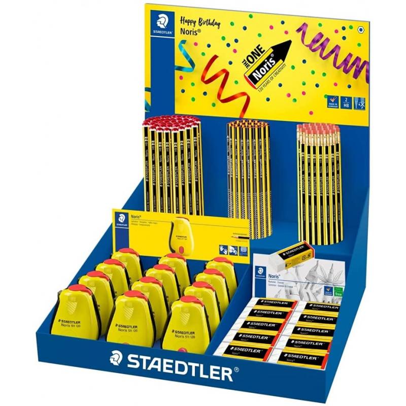 Staedtler Noris 120 Expositor con Lapices + Sacapuntas + Gomas de Borrar